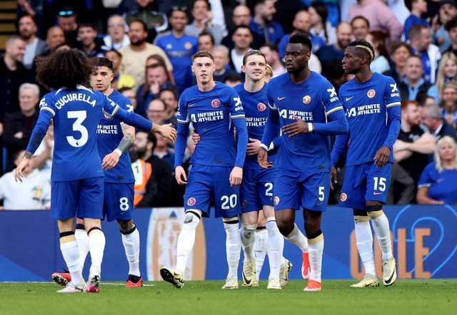 Selebrasi gol Cole Palmer saat laga Chelsea vs Burnley dalam lanjutan Liga Inggris 2023/24 di Stadion Stamford Bridge pada 30 Maret 2024. Foto: REUTERS/Isabel Infantes
