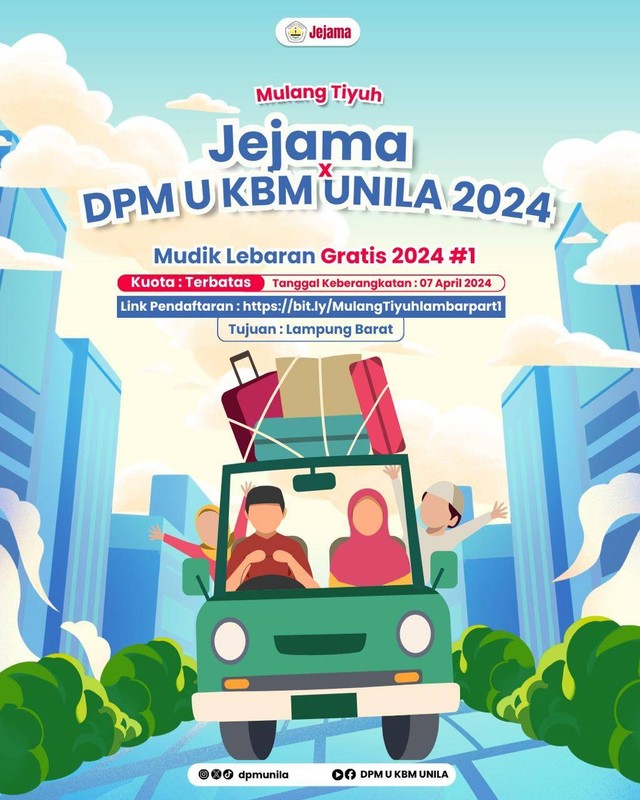 Flayer mudik bersama DPM Unila tujuan Lampung Barat. | Foto: Ist