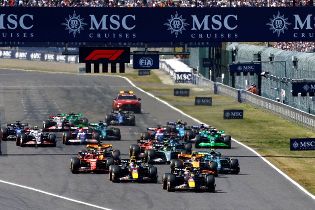 Sejumlah pebalap pada Grand Prix Jepang di Sirkuit Suzuka, Suzuka, Jepang, Minggu (7/4/2024). Foto: Issei Kato/REUTERS