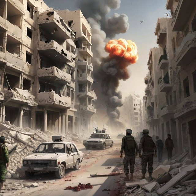 Ilustrasi Konflik di Suriah (FOTO: GENCRAFT AI)