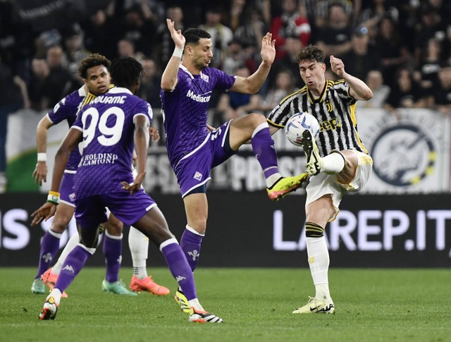 Pertandingan Liga Italia antara Juventus vs Fiorentina, Senini (08/04/2024) dini hari WIB. Foto: REUTERS/Massimo Pinca
