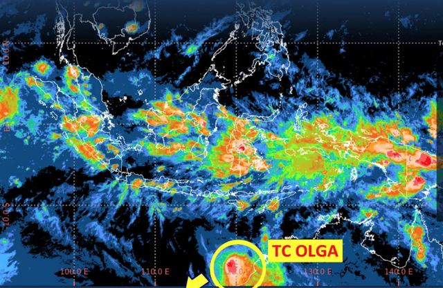 Siklon Tropis Olga, Selasa (9/4/2024). Foto: Dok BMKG