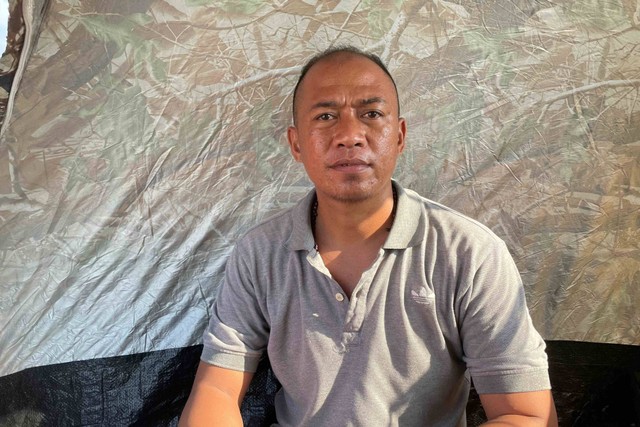 Andi (34), pengunjung asal Jambi, saat ditemui kumparan di Pantai Ancol, Kamis (11/4/2024) Foto: Fadhil Pramudya/kumparan