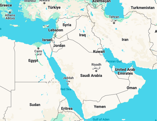 Peta Iran-Israel-Arab Saudi Foto: Google Maps