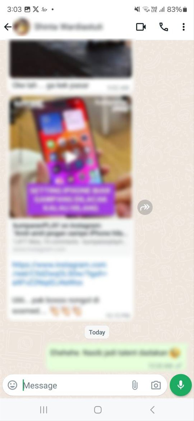 Tampilan chat personal WhatsApp terbaru di Android usai Lebaran 2024. Foto: Aditya Panji/kumparan