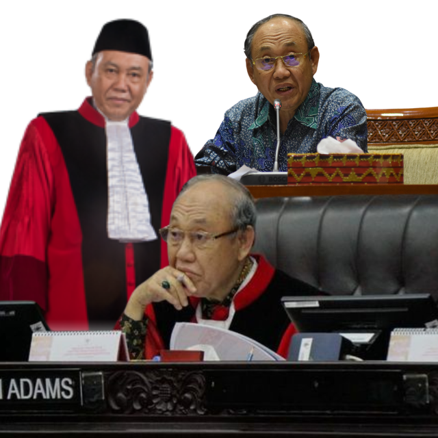 Wahiduddin Adams, mantan Hakim Mahkamah Konstitusi yang telah purna tugas pada 17 Januari 2024 (Sumber Foto: Kreasi Penulis dari laman resmi MK dan DPR)