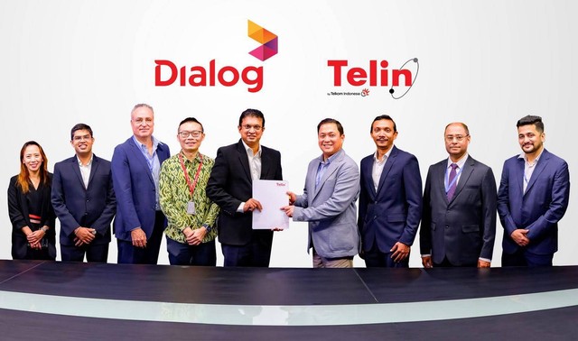 Telin dan Dialog Axiata PLC menandatangani Perjanjian Layanan Induk (Master Service Agreement/MSA). Foto: dok. Telin