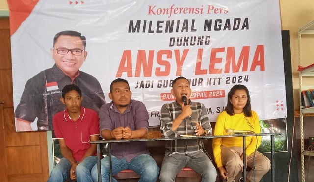 Keterangan foto:Konferensi pers Milenial Ngada mendukung Ansy Lema. Foto:istimewa.