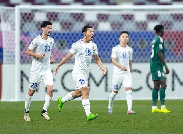 Selebrasi Timnas U-23 Uzbekistan saat melawan Arab Saudi saat perempat final Piala Asia U-23 2024 di Khalifa International Stadium, Al Rayyan, Qatar, pada Jumat (26/4) malam WIB. Foto: Dok Instagram @uzbekistanfa