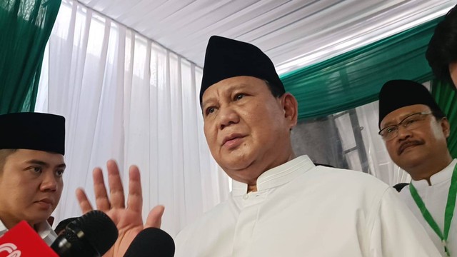 Presiden terpilih, Prabowo Subianto di acara halalbihalal PBNU, Salemba, Jakarta Pusat, Minggu (28/4). Foto: Hedi/kumparan