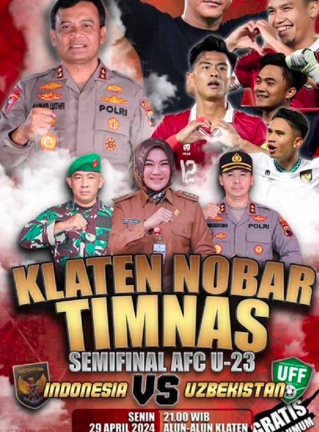 Poster nobar timnas versi Bupati Klaten Sri Mulyani. Dok: Ist.