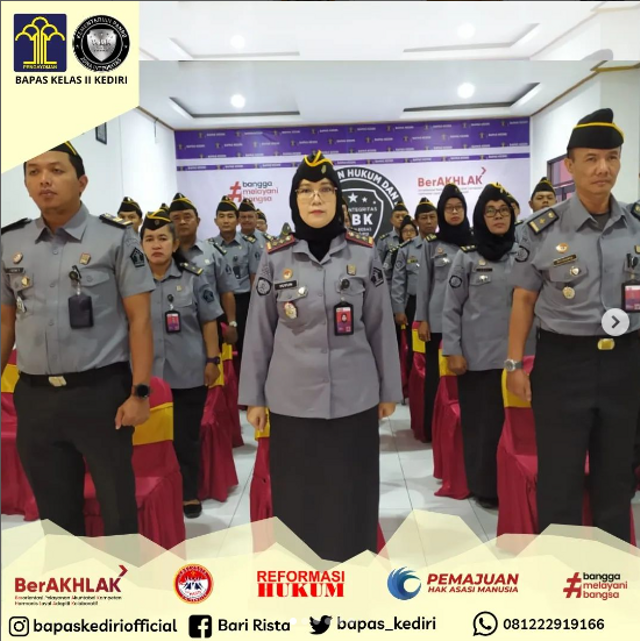Semarakkan Harbakpas ke- 60, Jajaran Bapas Kediri Laksanakan Upacara Secara Virtual