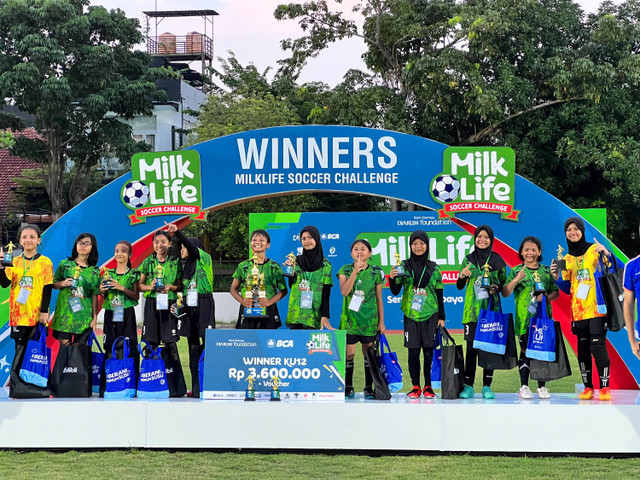 SD Winner U-12 SDN Ketabang i di MilkLife Soccer Challenge Series 1 Surabaya 2024. Foto: Antika Fahira/kumparan