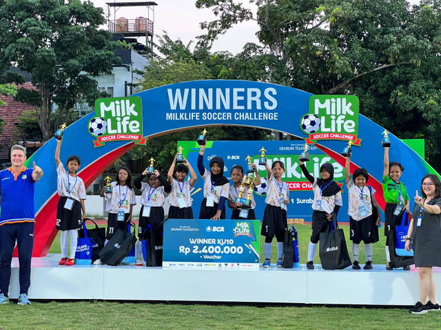 SD Winner U-10 SDN Ngagel Rejo di MilkLife Soccer Challenge Series 1 Surabaya 2024. Foto: Antika Fahira/kumparan