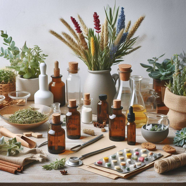*Ilustrasi Pembuatan Obat-obatan Herbal | Sumber : AI generated image
