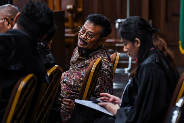 Terdakwa kasus pemerasan dan gratifikasi Syahrul Yasin Limpo menjalani sidang lanjutan di Pengadilan Tipikor, Jakarta, Senin (13/5/2024). Foto: Galih Pradipta/ANTARA FOTO