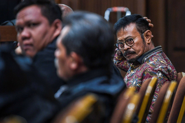 Terdakwa kasus pemerasan dan gratifikasi Syahrul Yasin Limpo menjalani sidang lanjutan di Pengadilan Tipikor, Jakarta, Senin (13/5/2024). Foto: Galih Pradipta/ANTARA FOTO