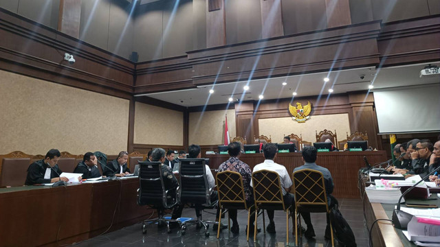 Sidang lanjutan dugaan korupsi pemerasan dan penerimaan gratifikasi di lingkungan Kementerian Pertanian dengan Terdakwa Syahrul Yasin Limpo (SYL) dkk, Rabu (15/5). Foto: Hedi/kumparan