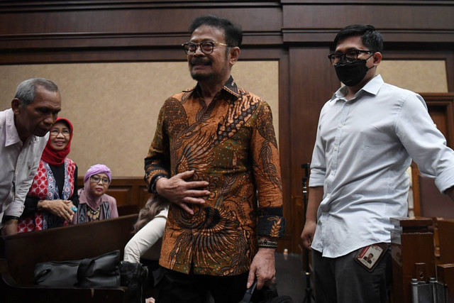 Terdakwa kasus pemerasan dan gratifikasi di Kementerian Pertanian Syahrul Yasin Limpo bersiap mengikuti sidang lanjutan di Pengadilan Tipikor, Jakarta, Rabu (15/5/2024). Foto: Akbar Nugroho Gumay/ANTARA FOTO