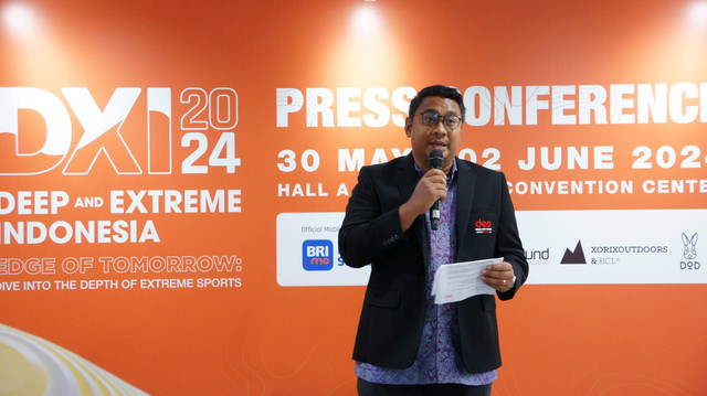 Presiden Direktur Dyandra Event Solutions, Michael Bayu A Sumarjianto dalam acara konferensi pers pameran DXI 2024 yang digelar di kantor Dyandra Event Solutions Gandaria Selatan, Jakarta Selatan pada Rabu (15/5/2024). Foto: Dok. Istimewa