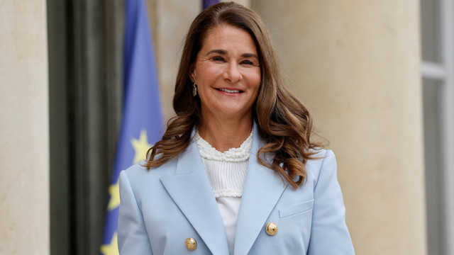 Melinda Gates tiba untuk pertemuan dengan Presiden Prancis di Istana Elysee di Paris pada 1 Juli 2021. Foto: ludovic MARIN / AFP