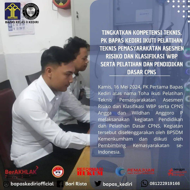 Tingkatkan Kompetensi Teknis, PK Bapas Kediri Ikuti Pelatihan Teknis Asesmen Risiko