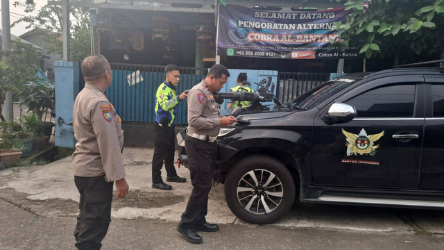 Mobil Pajero dengan aksesoris mirip senjata api. Foto: Dok. Polres Cilegon