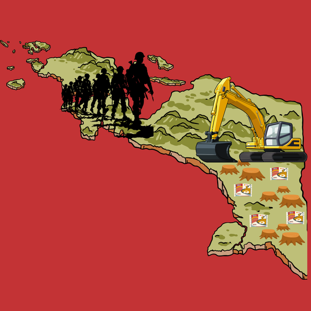 Ilustrasi: Pulau Papua dan berbagai permasalahannya (design menggunakan canva.com)