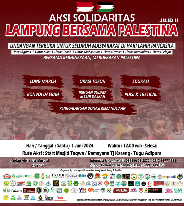 Flayer Aksi Solidaritas Lampung Bersama Palestina Jilid II. | Foto : Ist
