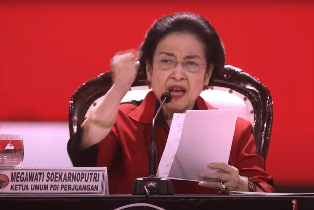 Megawati Soekarno Putri saat Penutupan Rakernas PDI Perjuangan di Jakarta Utara, Minggu (26/5/2024). Foto: Dok. Youtube PDI Perjuangan