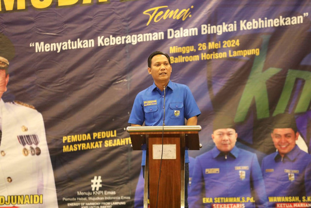 Sambutan DPD KNPI Provinsi Lampung Iqbal Ardiansyah | Foto : Eka Febriani / Lampung Geh