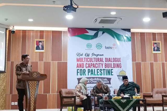 Pengurus Pusat (PP) Muhammadiyah meluncurkan program Palestine Peacebuilding Lab, di Gedung Pusat Dakwah Muhammadiyah, Menteng, Jakarta Pusat Senin (27/5).  Dok: Zamachsyari/kumparan Foto: Zamachsyari/kumparan