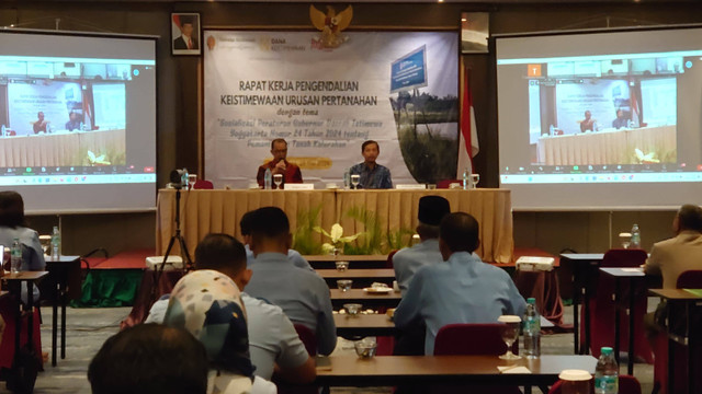 Rapat Kerja Pengendalian Keistimewaan Urusan Pertanahan yang diselenggarakan Paniradya Kaistimewan di Forriz Hotel pada Selasa (28/5). Foto: Widi RH Pradana/Pandangan Jogja