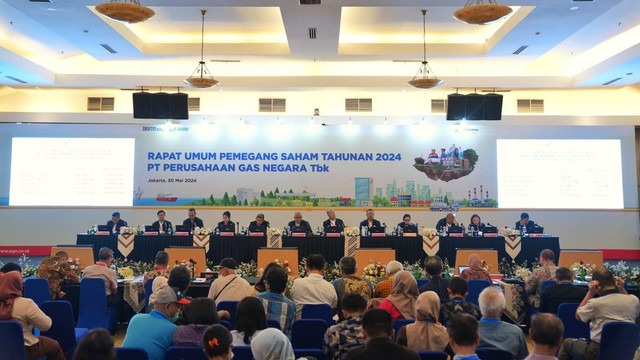 Rapat Umum Pemegang Saham Tahunan Tahun Buku 2023 (RUPST) PT Perusahaan Gas Negara Tbk (PGN) di Auditorium Graha PGAS, Kantor Pusat PGN, Jakarta, Kamis (30/5/2024). Foto: Dok. PGN