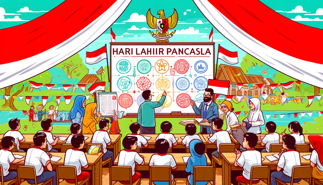 Ilustrasi anak-anak disekolah belajar pancasila (dok: pri)