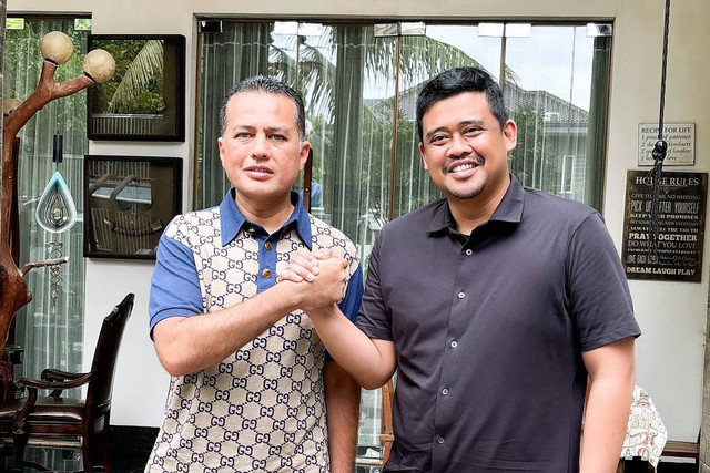 Ketua DPD Golkar Sumut Musa Rajekshah alias Ijeck bertemu dengan Wali Kota Medan yang juga menantu Presiden Jokowi, Bobby Nasution. Foto: Instagram/@musa_rajekshah