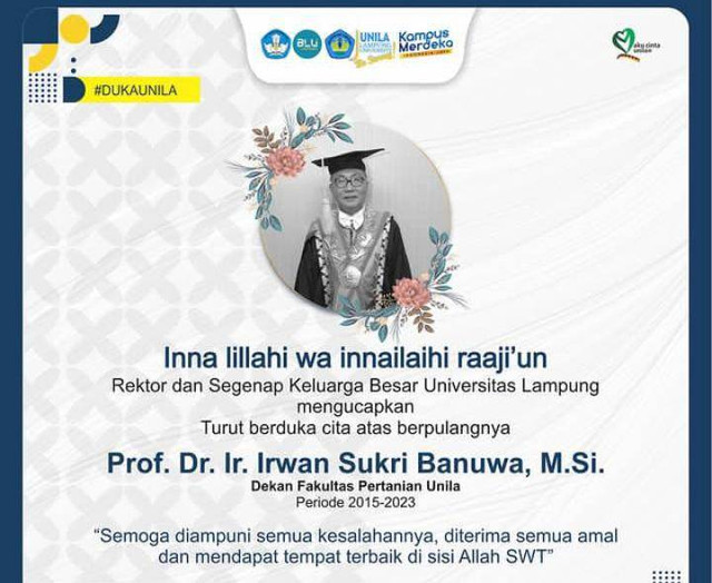 Flayer berita duka Universitas Lampung | Foto : Instagram @officialunila