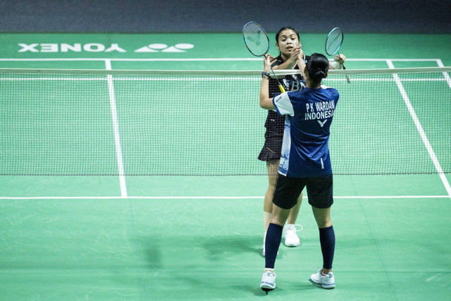 Tunggal putri Indonesia Gregoria Mariska Tunjung saat melawan tunggal putri Indonesia Putri Kusuma Wardani dalam babak pertama Indonesia Open 2024 di Istora Senayan, Jakarta, Selasa (4/6/2024). Foto: Aprillio Akbar/ANTARA FOTO