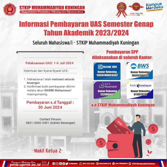 Dokumentasi Flyer: Informasi UAS Semester Genap 2023/2024 STKIP Muhammadiyah Kuningan UPMK