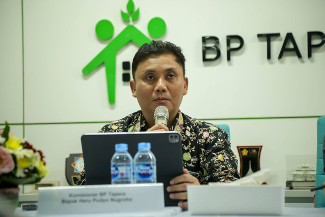 Komisioner Badan Pengelola Tabungan Perumahan Rakyat (BP Tapera), Heru Pudyo Nugroho dalam media briefing Tabungan Perumahan Rakyat (Tapera) di Kantor BP Tapera, Jakarta Selatan, Rabu (5/6/2024). Foto: Jamal Ramadhan/kumparan