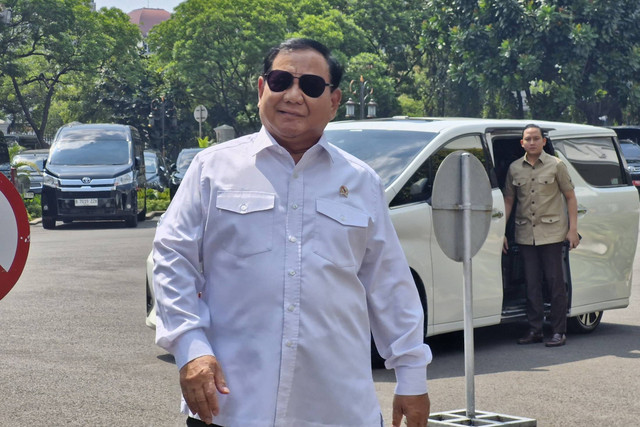 Menhan Prabowo Subianto menghadap Presiden Jokowi di Istana Kepresidenan Jakarta, Kamis (6/6/2024). Foto: Nadia Riso/kumparan