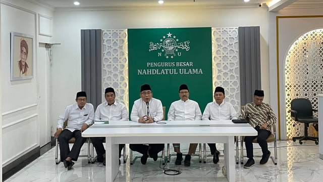 Konferensi pers terkait isu-isu mutakhir Haji 1445 H, yang digelar di Plaza PBNU, Jakarta Pusat, Kamis (6/6/2024). Foto: Fadhil Pramudya/kumparan