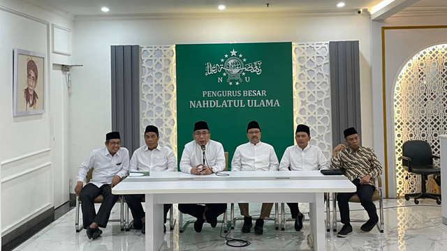 Konferensi pers terkait isu-isu mutakhir Haji 1445 H, yang digelar di Plaza PBNU, Jakarta Pusat, Kamis (6/6/2024). Foto: Fadhil Pramudya/kumparan
