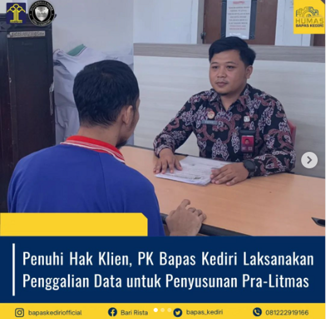 Penuhi Hak Klien, PK Bapas Kediri Laksanakan Penggalian Data untuk Penyusunan Pra-Litmas