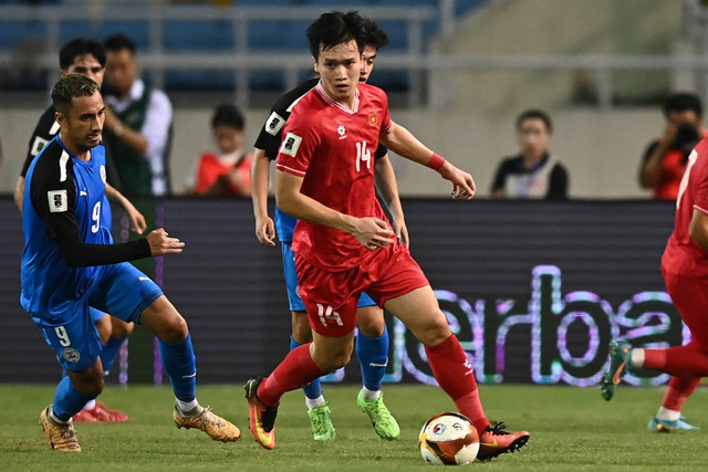 Timnas Vietnam melawan Filipina pada pertandingan Ronde Kedua Kualifikasi Piala Dunia 2026 Zona Asia Stadion Nasional My Dinh, Hanoi, Vietnam, pada 6 Juni 2024. Foto: Nhac NGUYEN / AFP