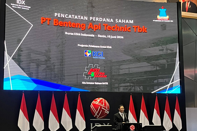 Direktur Utama PT Benteng Api Technic Tbk (BATR) di BEI, Jakarta, Senin (10/6/2024). Foto: Widya Islamiati/kumparan