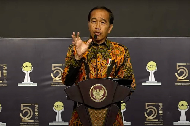 Jokowi di acara HUT HIPMI ke-52. Foto: Dok. Tangkapan YouTube HIPMI TV