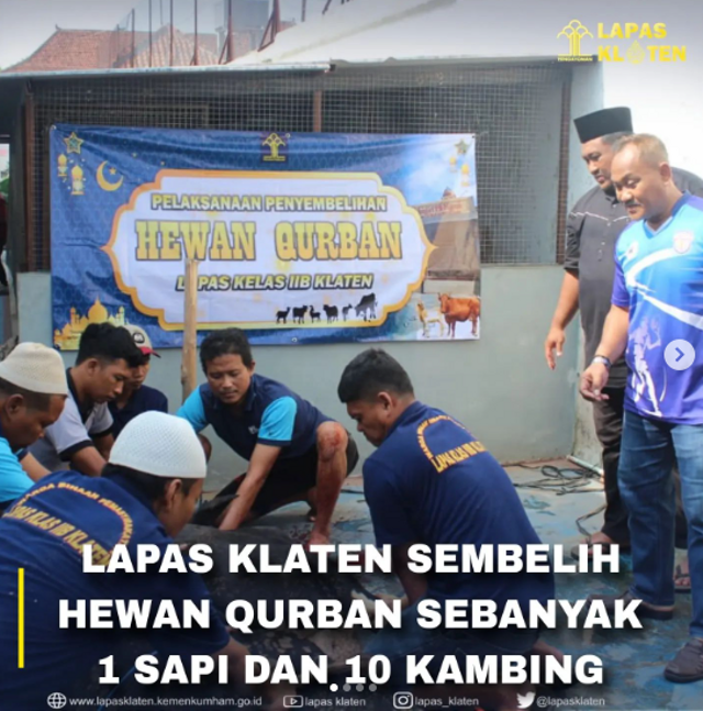 Lapas Klaten Sembelih 1 ekor sapi dan 10 ekor kambing