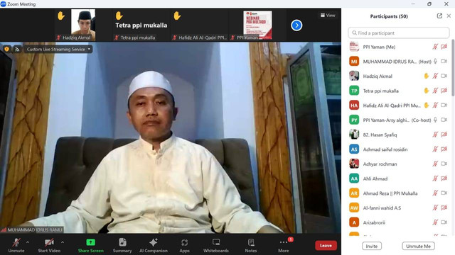 PPI Yaman mengundang KH. Idrus Ramli Hafidzahullah Ta’ala untuk menjadi Narasumber Webinar Pra Multaqo Seri 2.