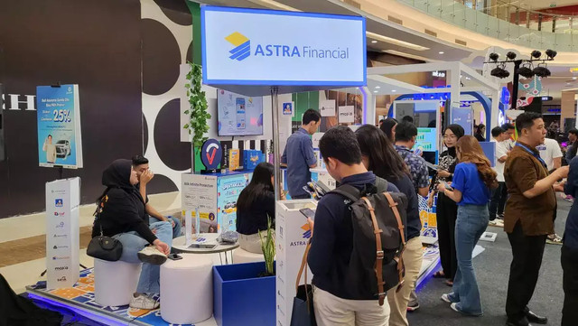 Booth Astra Financial pada FinEXPO 2023 dengan 9 Unit Bisnisnya, yaitu: FIFGROUP, Astra Credit Companies (ACC), Toyota Astra Financial Services (TAF), Asuransi Astra, Astra Life, AstraPay, Maucash, Moxa, dan SEVA,. Foto: Dok. Astra Financial